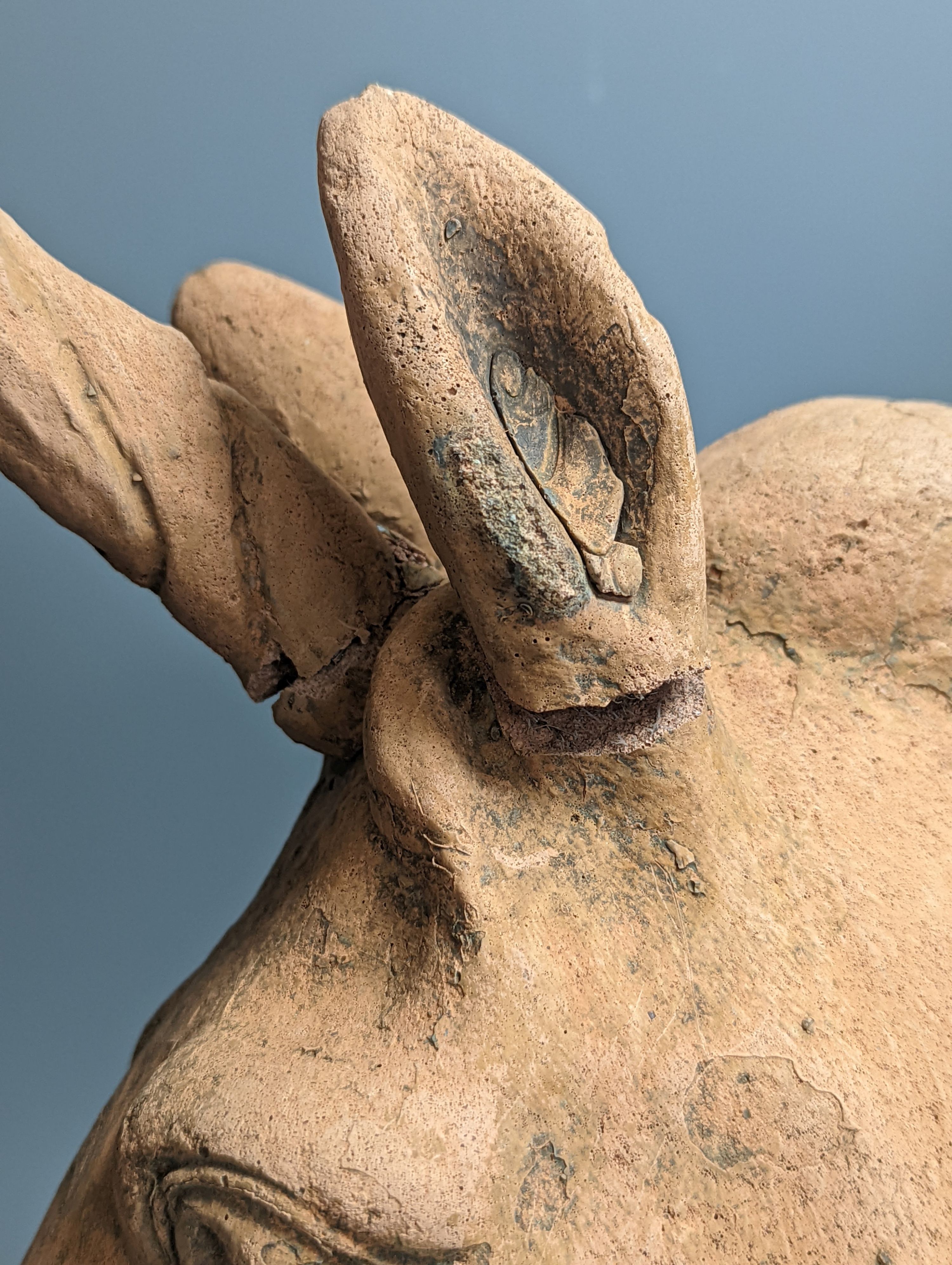 A Terracotta model of a unicorn head 45cm